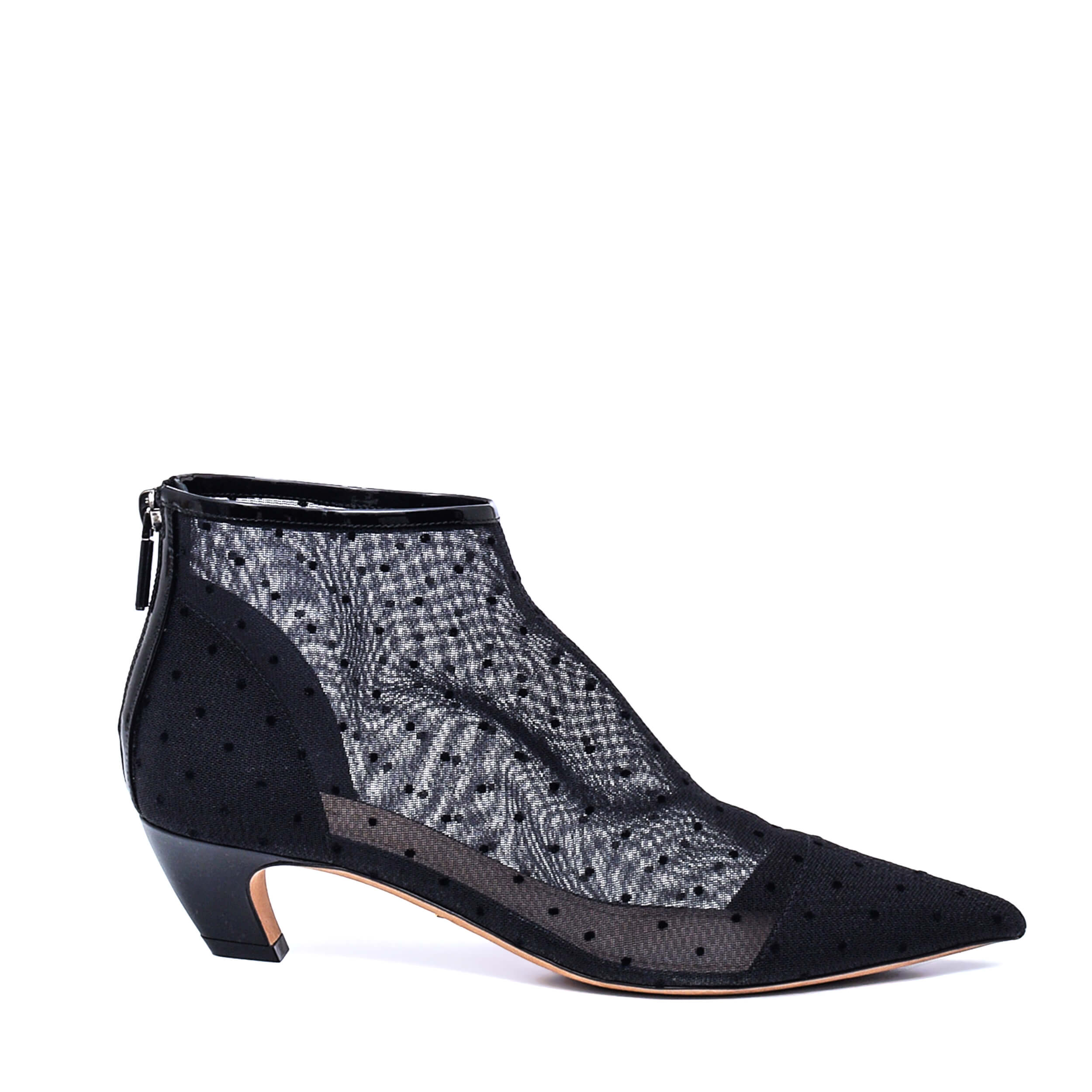 Christian Dior - Black Polka Dot Mesh Pretty Bootie / 38.5